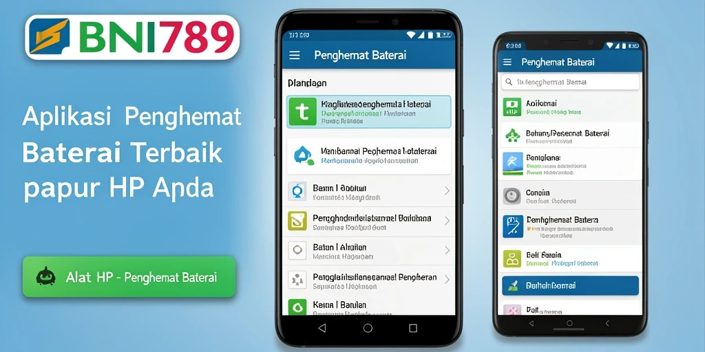 Screenshot utama BNI789 menampilkan antarmuka pengguna penghemat baterai.