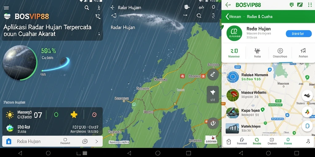 Antarmuka aplikasi BOSVIP88 menampilkan peta radar hujan yang jelas dan informatif.