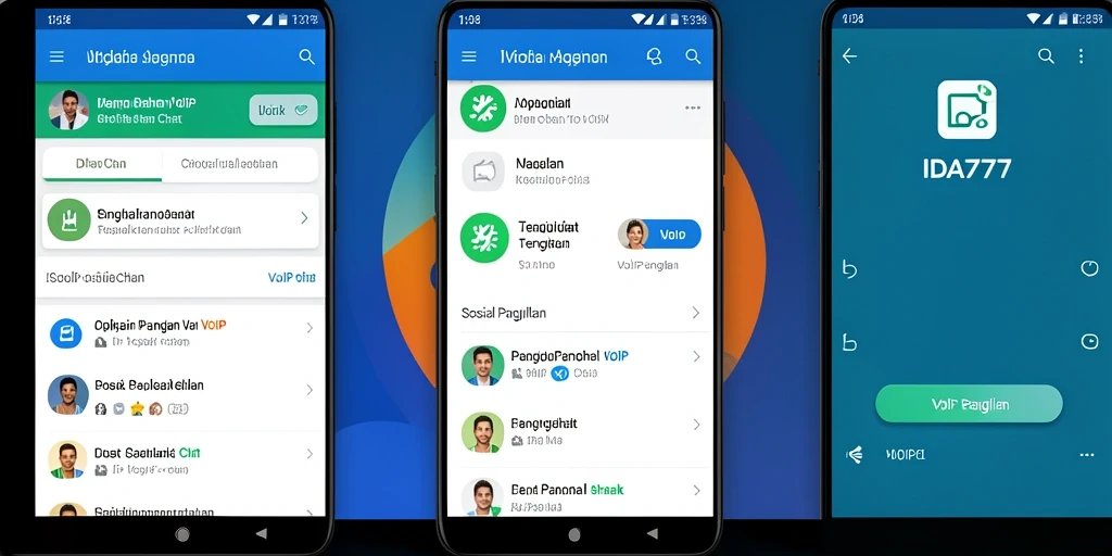 Tampilan antarmuka aplikasi IDA777 dengan fitur panggilan VoIP.