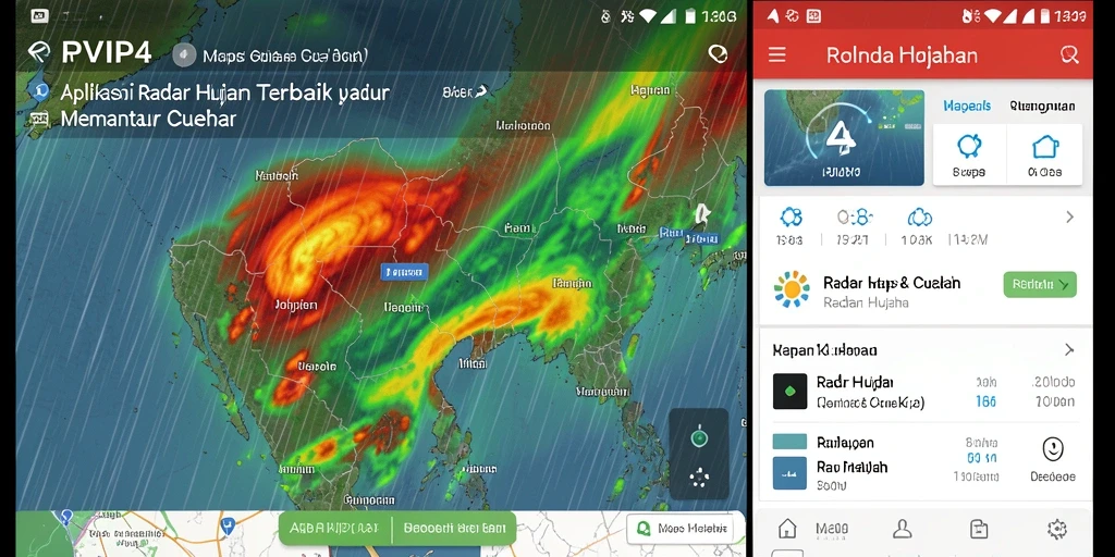 Antarmuka RPVIP4 menampilkan informasi cuaca dan radar hujan yang interaktif.